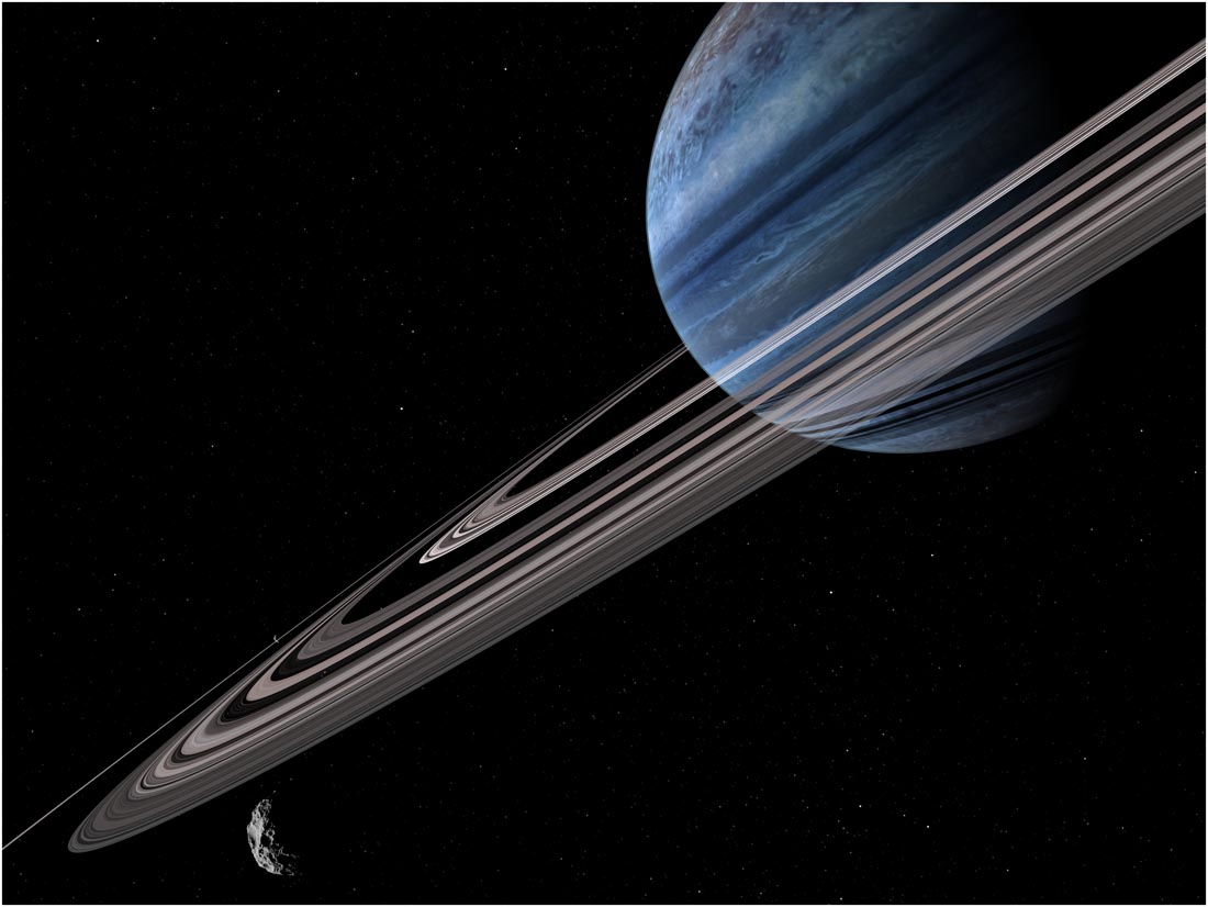 Pseudo-Jupiter exoplanet with rings