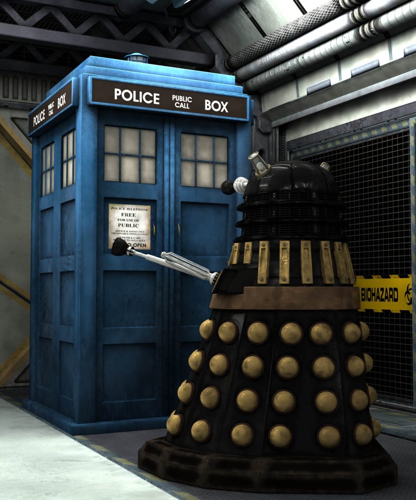 Dalek and Tardis, Render by Nick Stevens