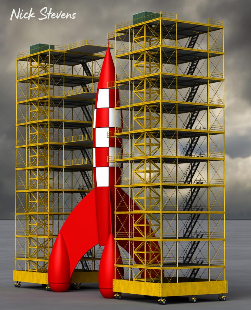 Tin tin rocket with gantry